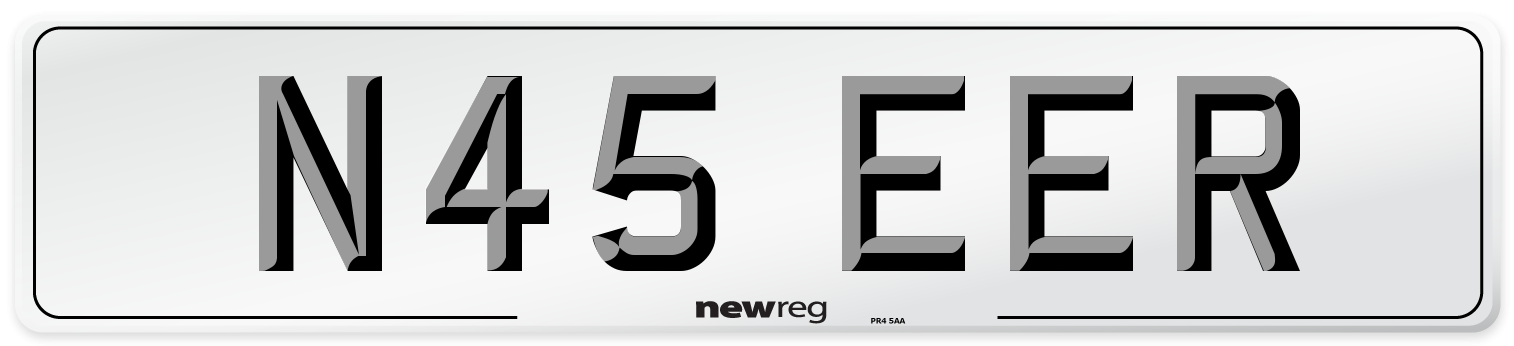 N45 EER Number Plate from New Reg